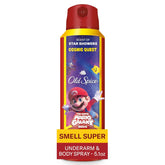 Old Spice Aluminum Free Body Spray for Men, Old Spice x The Super Mario Galaxy Movie, 24/7 Lasting Freshness, Lasting Odor Protection, Smell Super with Cosmic Quest, Star Showers Scent, 5.1 oz