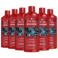 Old Spice Mens 2-in-1 Shampoo and Conditioner Set, Krakengard, For All Hair Types, Healthier, Fuller, More Moisturized Looking Hair, 13.5 fl oz Each (Pack of 6)