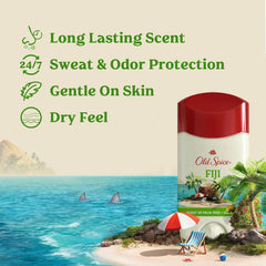 Old Spice Dry Feel Antiperspirant Deodorant for Men, 24/7 Sweat & Odor Protection, Gentle on Skin with Skin Conditioners, Dry Feel Stick, Fiji with Palm Tree + Coconut Scent, 2.6 oz (Pack of 2)