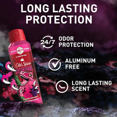 Old Spice Aluminum Free Body Spray for Men, 24/7 Odor Protection, 24/7 Lasting Fragnance & Freshness, Cologne Quality Scent, Raptorstrike with Dark Berry Scent, 5.1 oz