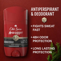 Old Spice Antiperspirant Deodorant for Men, 24/7 Sweat & Odor Protection, 24/7 Lasting Freshness, Invisible Solid, Swagger with Cedarwood Scent, 2.6 oz (Pack of 3)