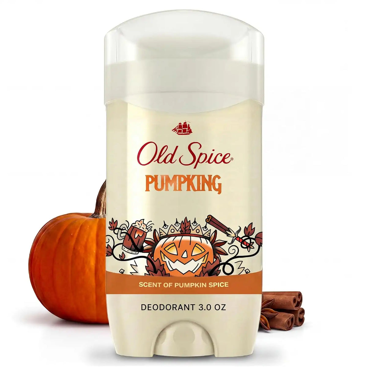 Old Spice Aluminum Free Deodorant for Men, Fallidudes Limited Edition, 24/7 Frightful Freshness and Odor Protection, PumpKing Pumpkin Spice Scent, 3.0 oz