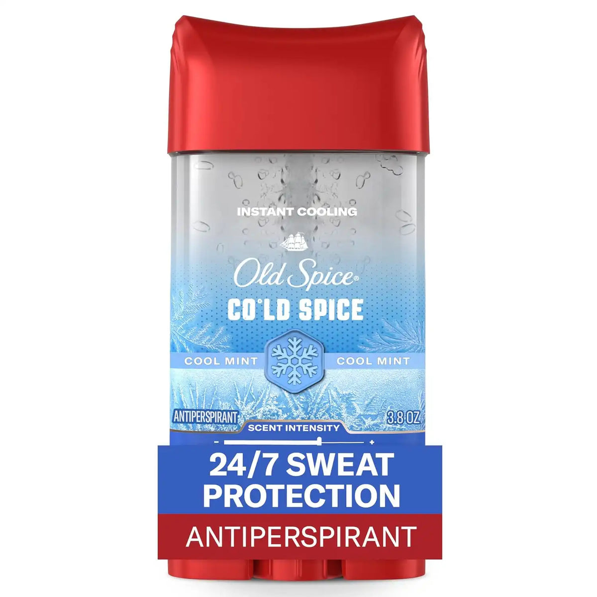 Old Spice Antiperspirant Deodorant for Men, 24/7 Sweat & Odor Protection, 24/7 Signature Scent & Lasting Freshness, Instantly Cools, Lightweight, Clear Gel, Cold Spice with Cool Mint Scent, 3.8 oz