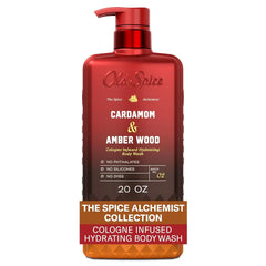 Old Spice Body Wash for Men, The Spice Alchemist Collection, 24/7 Cologne Infused Hydration, No Trade Off Formula, Free of Phthalates Silicones & Dyes, Cardamom + Amber Wood Scent, 20 oz