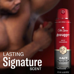 Old Spice Antiperspirant Spray for Men, 24/7 Sweat & Odor Protection, 24/7 Signature Scent & Lasting Freshness, Lightweight Formula, Swagger with Cedarwood Scent, 4.3 oz (Pack of 2)