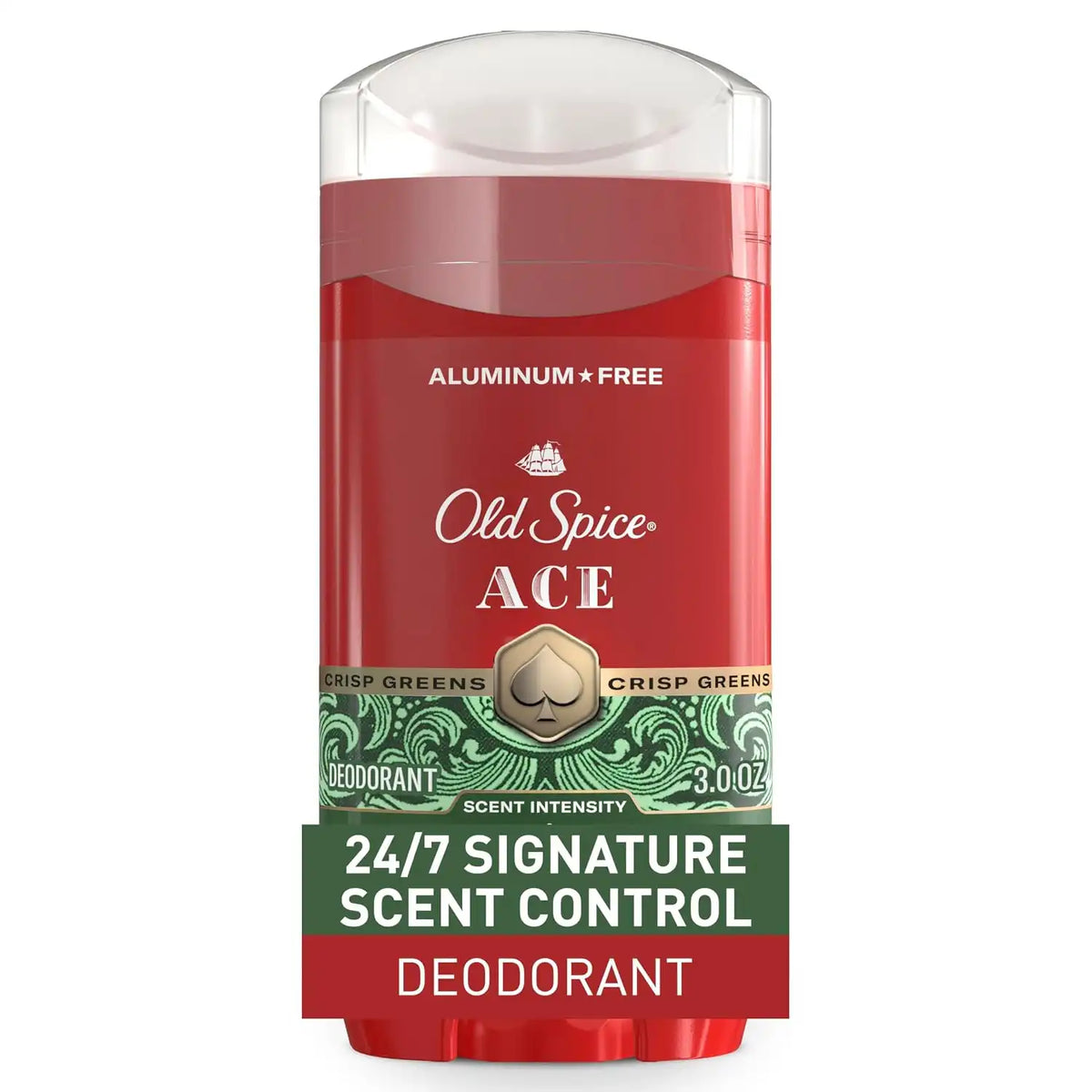 Old Spice Aluminum Free Deodorant for Men, 24/7 Odor Protection, 24/7 Signature Scent & Lasting Freshness, Goes on Clean, Ace with Grapefruit, Bay Leaf, & Fresh Foliage Scent, 3.0 oz