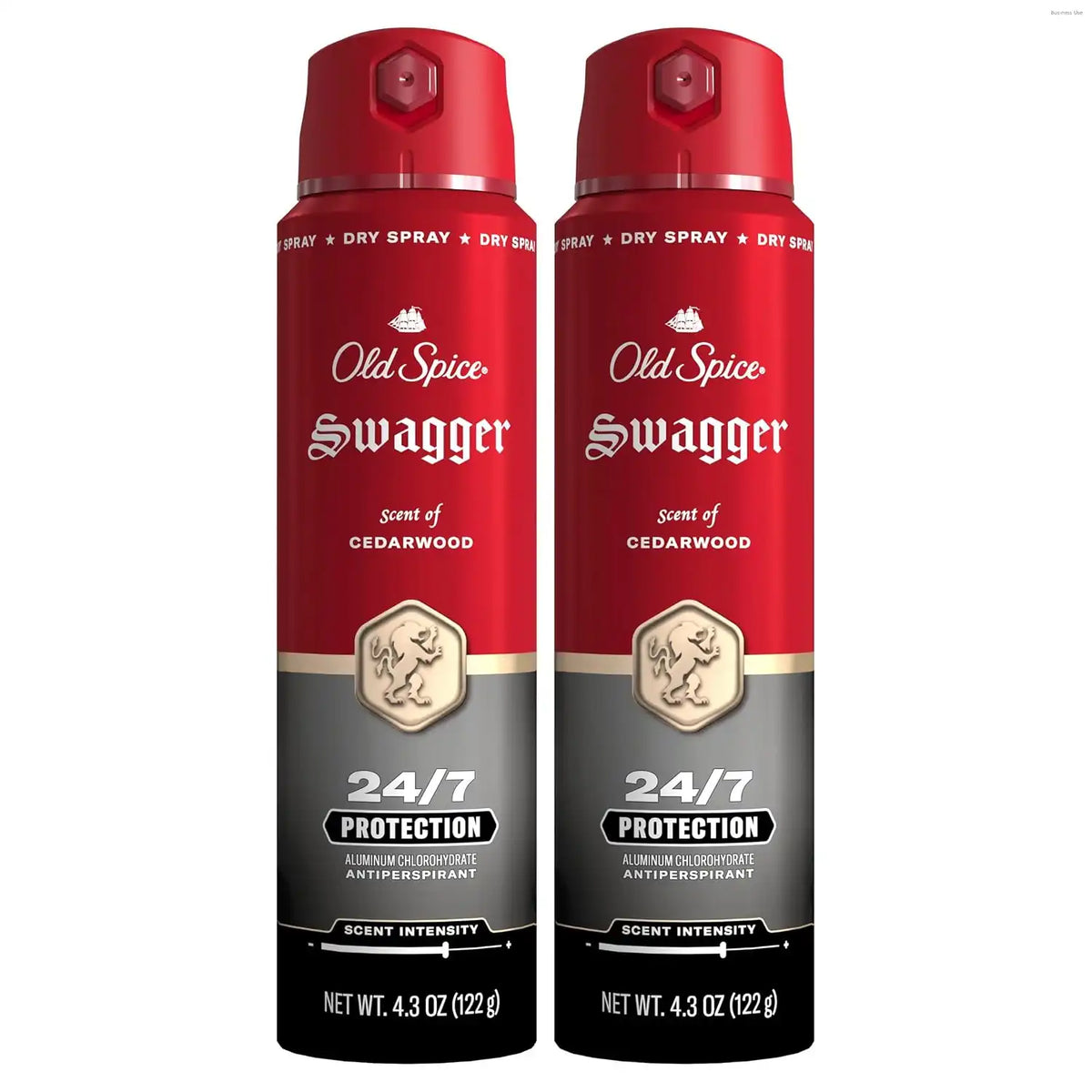 Old Spice Antiperspirant Spray for Men, 24/7 Sweat & Odor Protection, 24/7 Signature Scent & Lasting Freshness, Lightweight Formula, Swagger with Cedarwood Scent, 4.3 oz (Pack of 2)