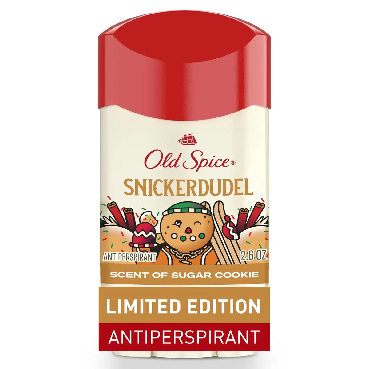 Old Spice Dry Feel Antiperspirant & Deodorant for Men, Holidudes Limited Edition, 24/7 Sweat Protection, Stocking Stuffer, Snickerdudel Sugar Cookie Scent, 2.6 oz