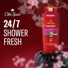 Old Spice Body Wash for Men, 24/7 Shower Fresh & Clean w/Daily Use, Lasting Signature Scent, Refreshing Lather, Moisturizing Formula, Karma with Cherry Spice, Black Pepper, & Sandalwood Scent, 24 oz