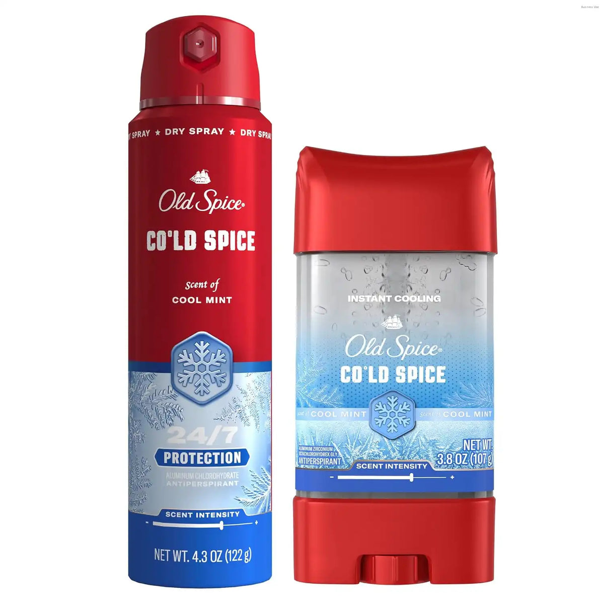 Old Spice Red Collection Antiperspirant Spray + Antiperspirant Deodorant Bundle for Men, Cold Spice with Cool Mint Scent, 24/7 Sweat & Odor Protection, 24/7 Lasting Freshness (Pack of 2)