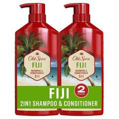 Old Spice Mens 2-in-1 Shampoo and Conditioner Set, Fiji, Coconut & Tropical Wood Scent, For All Hair Types, Healthier, Fuller, Moisturized Looking Hair, 21.9 fl oz Each, Twin Pack