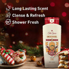 Old Spice Body Wash + Aluminum Free Deodorant for Men, Holidudes: Snickerdudel Holiday Pack, 24/7 Holiday Freshness, Gift Box for Him, Snickerdudel Sugar Cookie, 16 oz & 2.6 oz (Pack of 2)