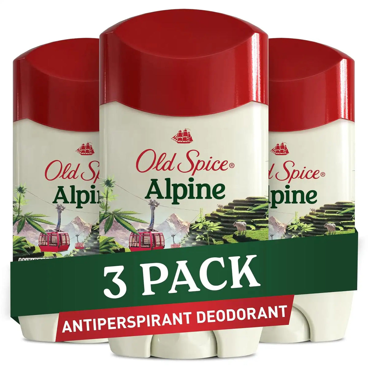 Old Spice Antiperspirant & Deodorant for Men, 24/7 Sweat & Odor Protection, 24/7 Freshness with Long Lasting Scent, Gentle on Skin, Dry Feel, Alpine with Hemp Oil Scent, 2.6 oz (Pack of 3)
