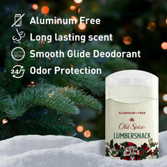 Old Spice Aluminum Free Deodorant for Men, Holidudes Limited Edition, 24/7 Holiday Freshness, Odor Protection, Stocking Stuffer, Lumbersnack with Fresh Pine Scent, 3.0 oz