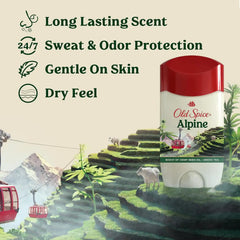 Old Spice Antiperspirant & Deodorant for Men, 24/7 Sweat & Odor Protection, 24/7 Freshness with Long Lasting Scent, Gentle on Skin, Dry Feel, Alpine with Hemp Oil Scent, 2.6 oz (Pack of 3)