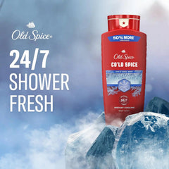 Old Spice Body Wash for Men, 24/7 Shower Fresh & Clean with Daily Use, Lasting Signature Scent, Refreshing Lather, Moisturizing Formula, Cold Spice with Cool Mint Scent, 24 oz