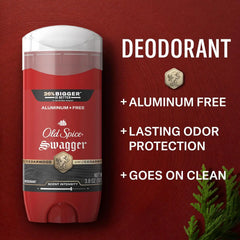 Old Spice Aluminum Free Deodorant for Men, 24/7 Odor Protection, 24/7 Freshness & Lasting Scent, Swagger with Cedarwood Scent, 3.8 oz
