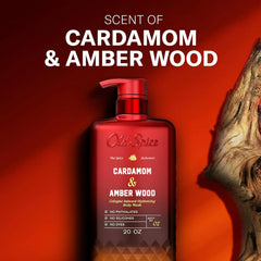 Old Spice Body Wash for Men, The Spice Alchemist Collection, 24/7 Cologne Infused Hydration, No Trade Off Formula, Free of Phthalates Silicones & Dyes, Cardamom + Amber Wood Scent, 20 oz