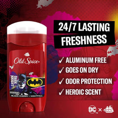 Old Spice Aluminum Free Deodorant for Men, 24/7 Freshness & Lasting Scent, Long Lasting Odor Protection, Smell Like a Hero, Batman, Black Cherry and Nightfall Scent, 3.0 oz