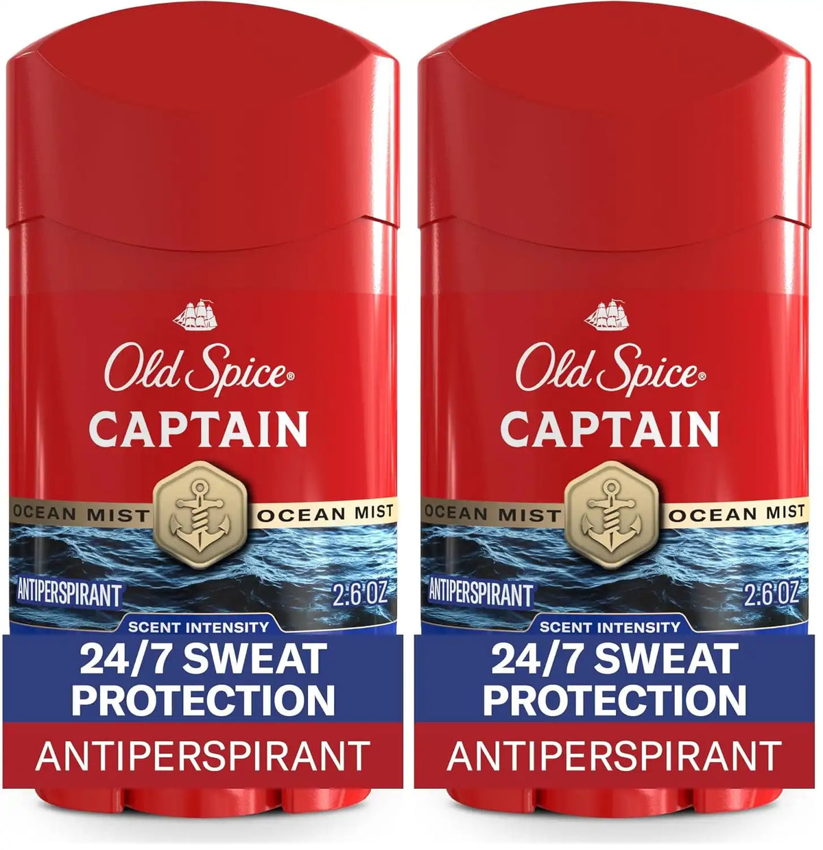 Old Spice Red Collection Captain Scent Invisible Solid Anti-Perspirant and Deodorant for Men 2.6 Oz. (Pack of 2)